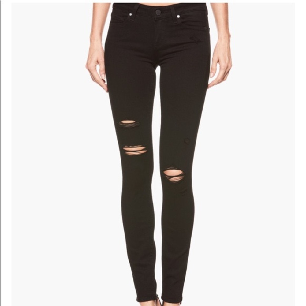EUC PAIGE Hoxton Ankle Black Distressed Jeans Sz24